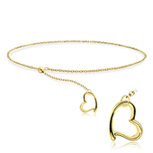 Gold Plated Lovely Heart Silver Bracelet BRS-447-GP